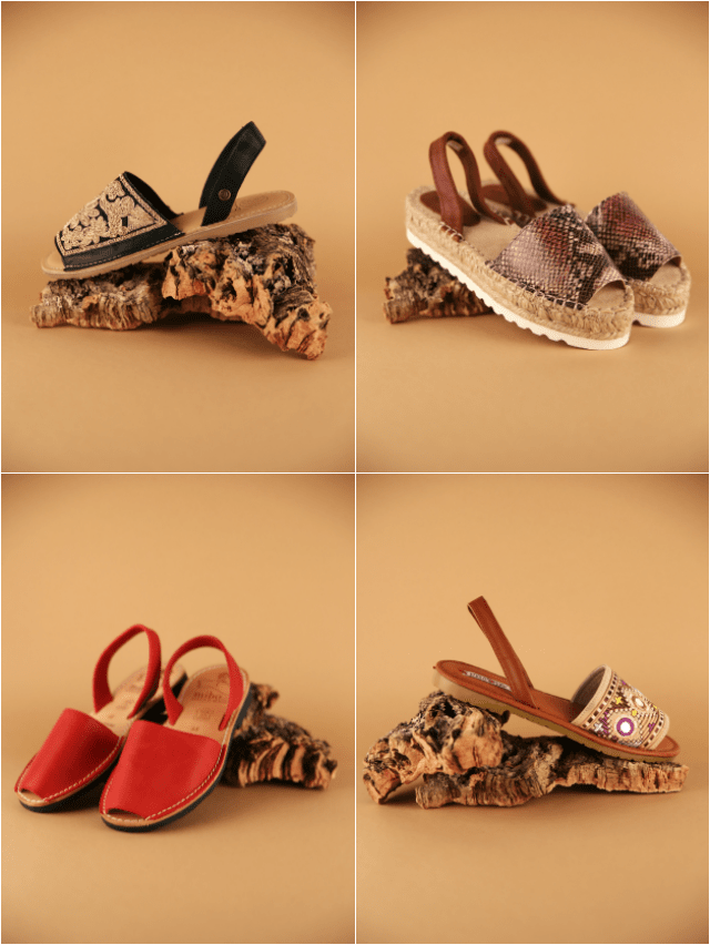 seleccion de zapatos menorquinas con diferentes estampados de krack