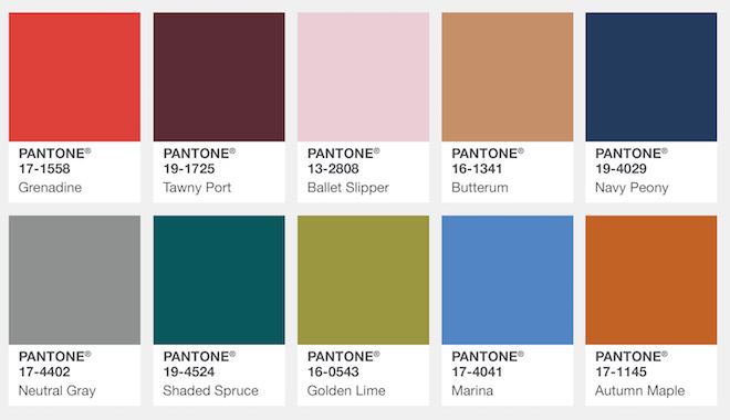 seleccion de colores pantone otoño 2017