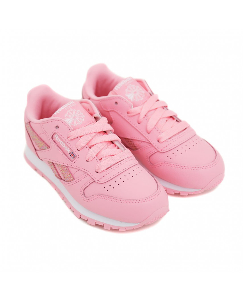Reebok Classic Leather cortos cómodo señora cuero genuino-zapatos color rosa brillante